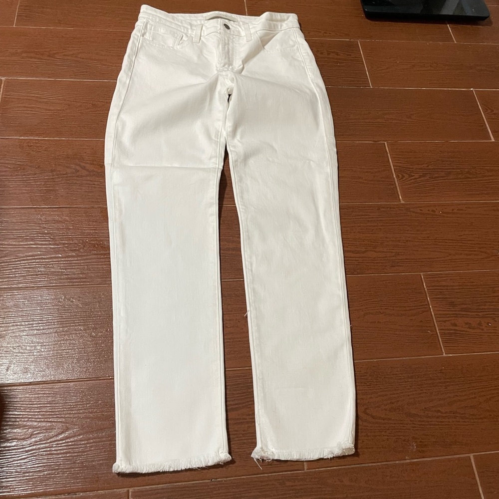 JOES THE LARA MID RISE CIGARETTE ANKLE Jean STRETCH WHITE size 4 raw hem cotton - Picture 7 of 16